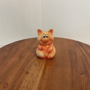 Cute‎ Ceramic Piggy  - Hand-Painted Orange & White 6" Figurine
